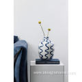 Blue Stripe Ceramics Vase